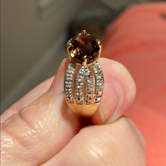 Genuine Smokey Quartz Oval East/West setting Ring - Picture 6 of 10